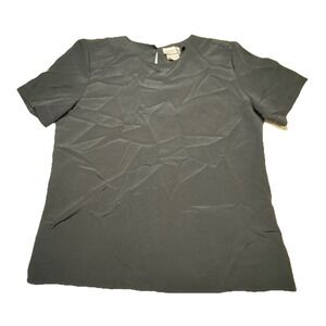 Lauren Lee Womens Small Black Short Sleeve Blouse Round Neck 100% polyester